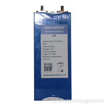 LiFePO4 battery cell, 3.2V 25Ah, one cell with hard case and nut connector for many applications